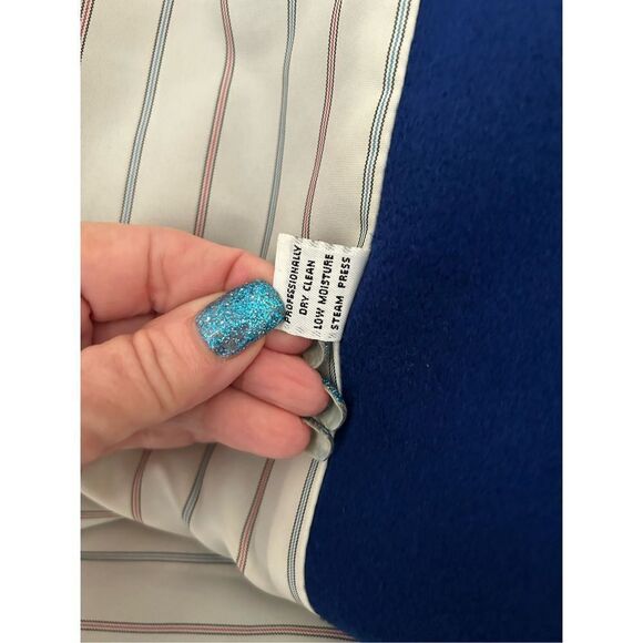 Coat Wool Royal Blue NWOT Double Breasted roll up button collar SZ 10 - Picture 6 of 9